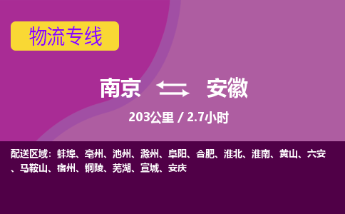 南京到安徽物流公司-南京到安徽物流专线直达运输